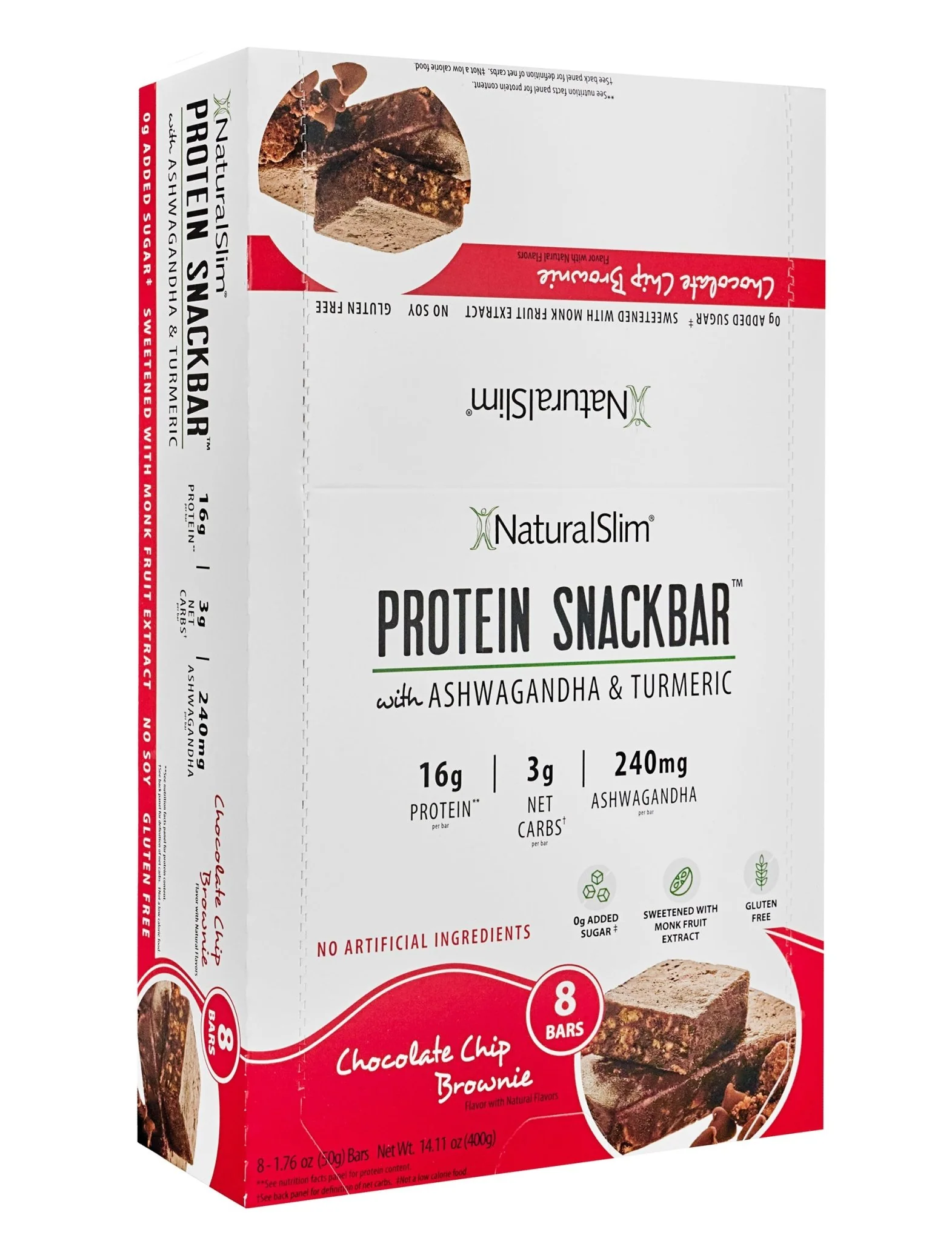 NaturalSlim® Protein Snackbar™ Chocolate Chip Brownie | Barras de proteína - Image 16